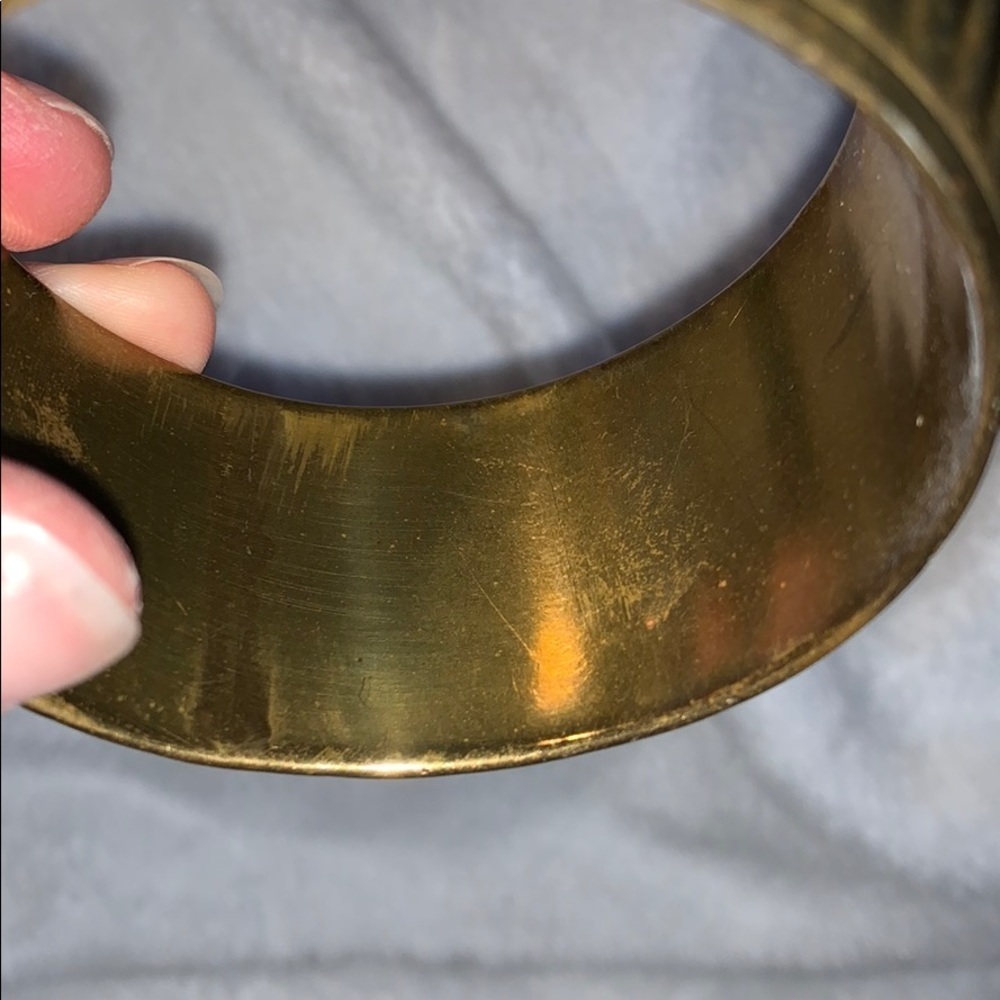 Vintage Brass Cuff with Line Design - Retro - Picture 3 of 6